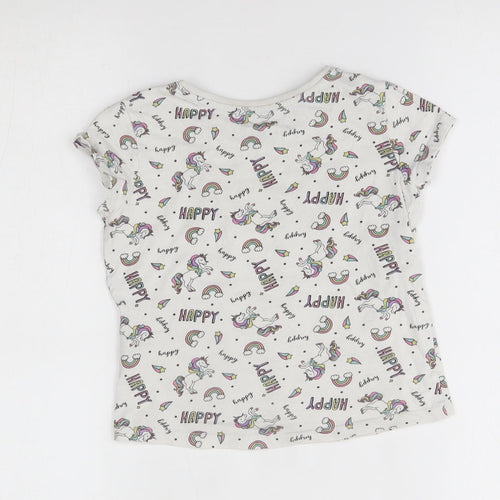 Primark Girls White    Pyjama Top Size 4-5 Years  - unicorn, happy