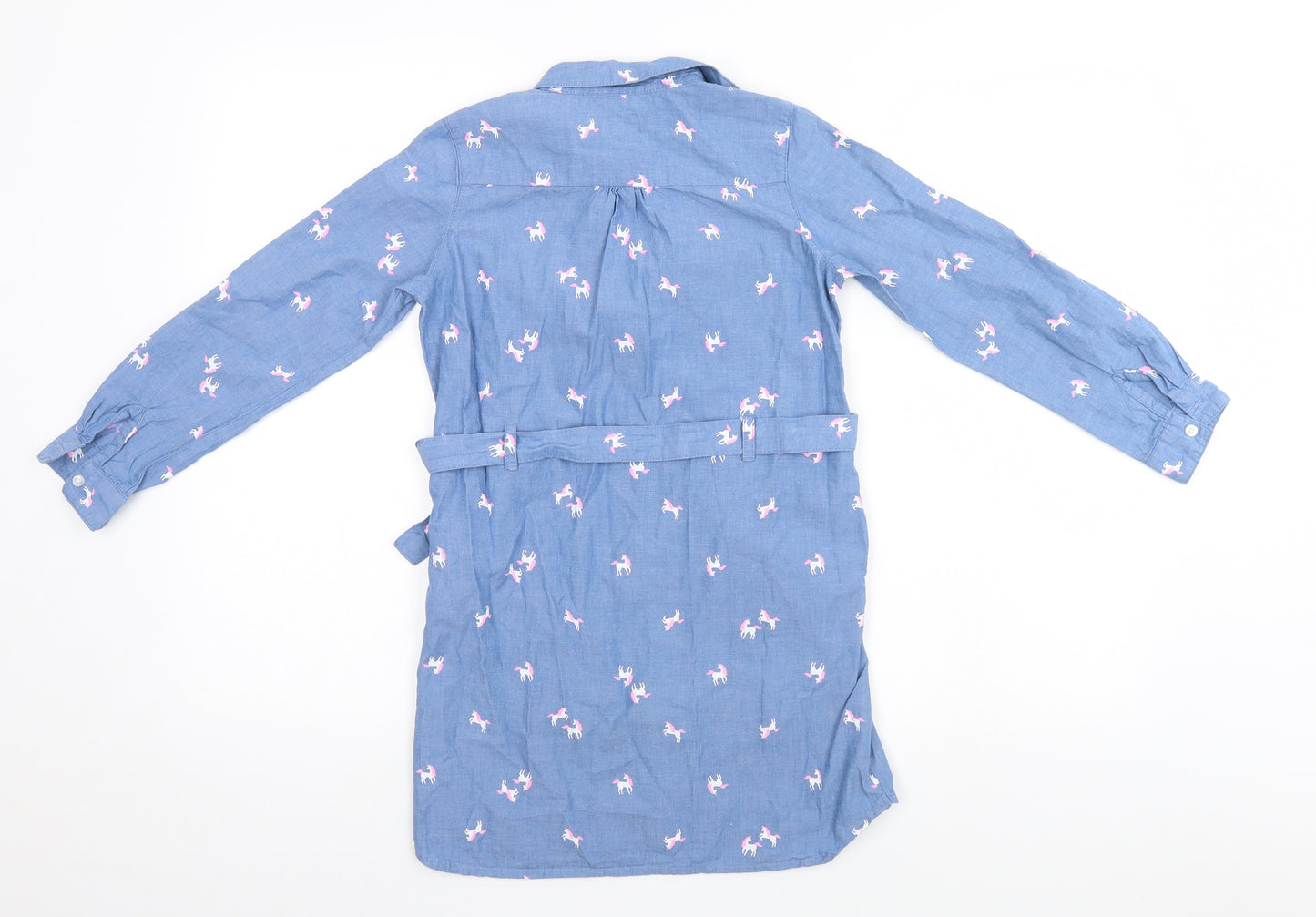 H&M Girls Blue   Basic T-Shirt Size 7-8 Years  - Unicorns