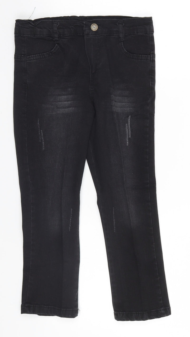 Preworn Girls Black Straight Jeans Size 7 Years