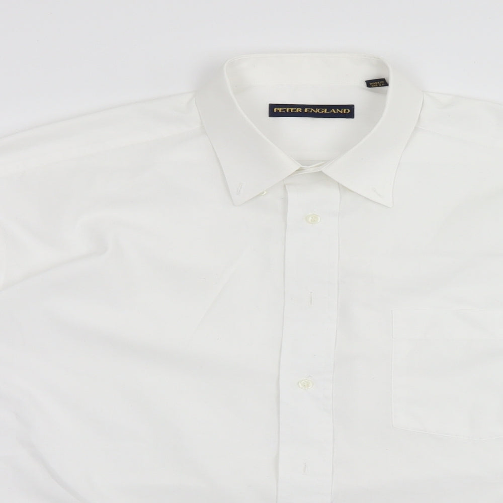 Peter England Mens White    Button-Up Size 16.5