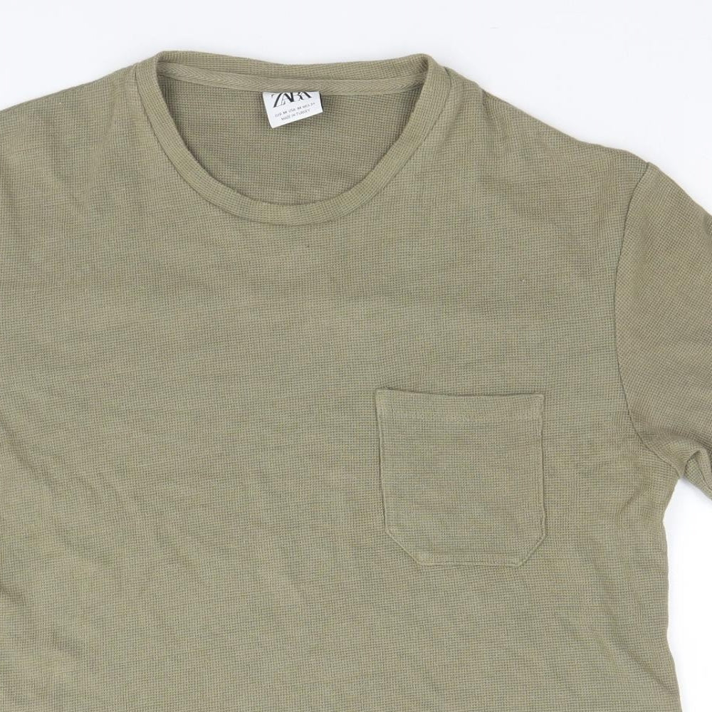 Zara Mens Green    T-Shirt Size M