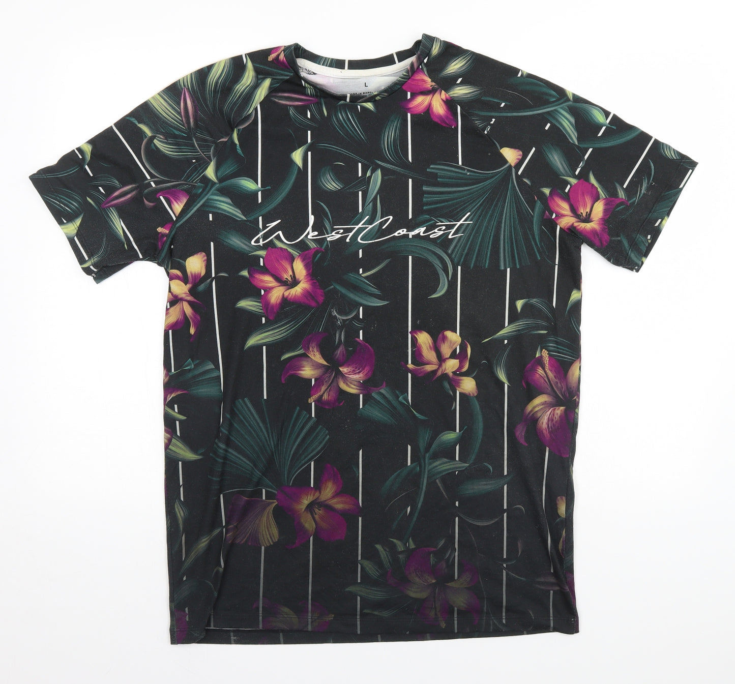 Primark Mens Brown Floral   T-Shirt Size L  - West Cost