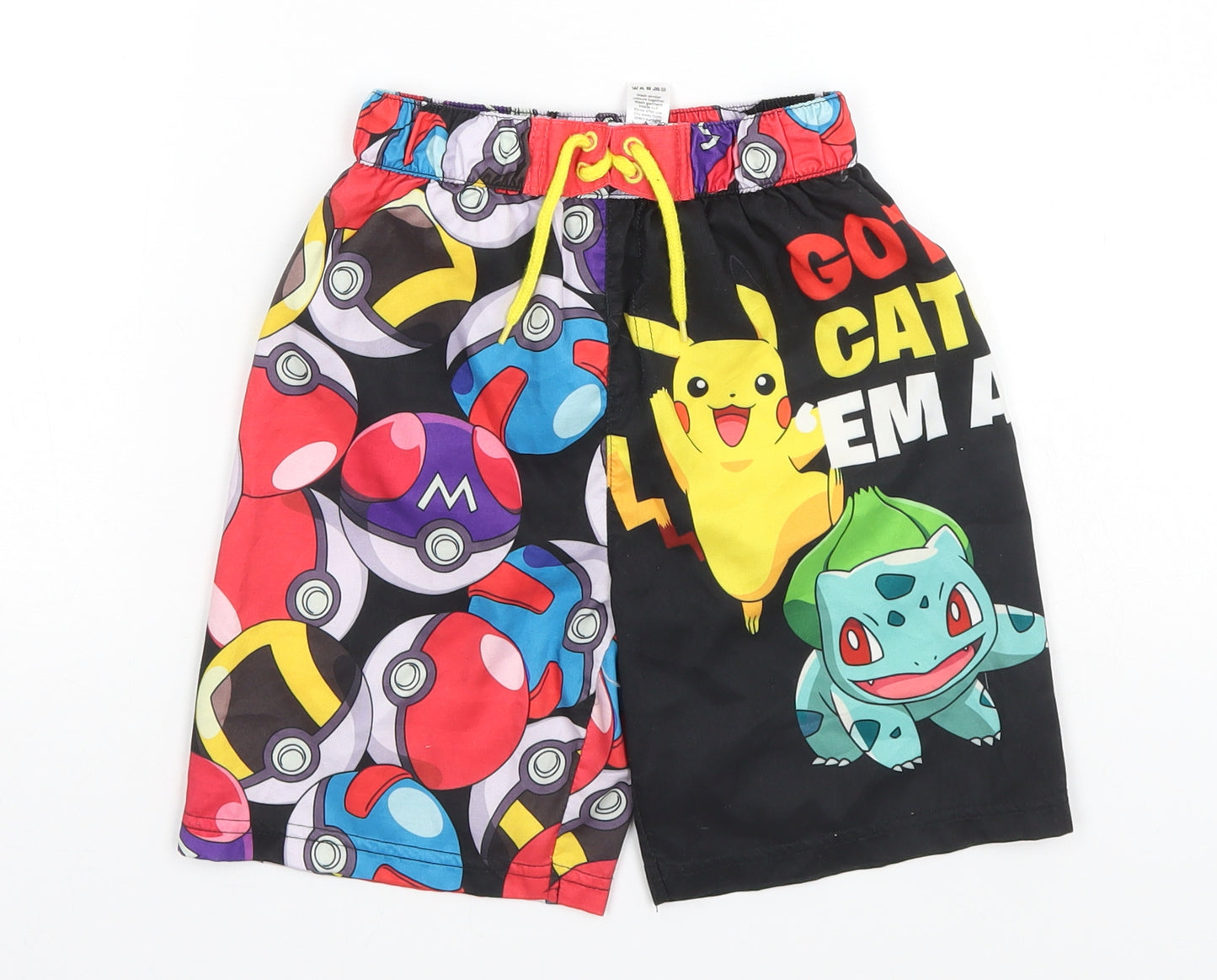 TU Girls Black   Utility Shorts Size 7 Years - Pokemon