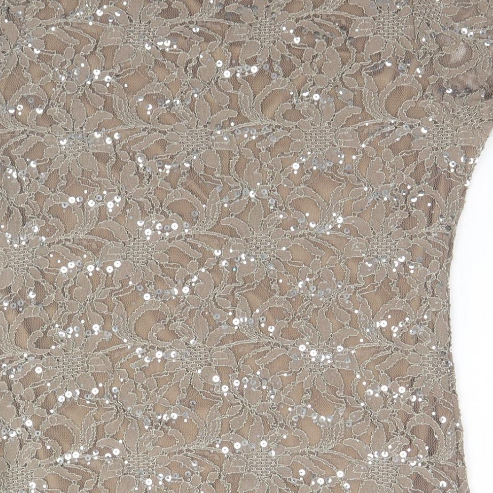 Nouvelle Womens Gold Floral  Basic T-Shirt Size S