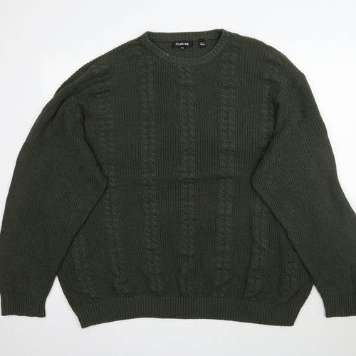 Firetrap Mens Green  Knit Pullover Jumper Size Big 5X