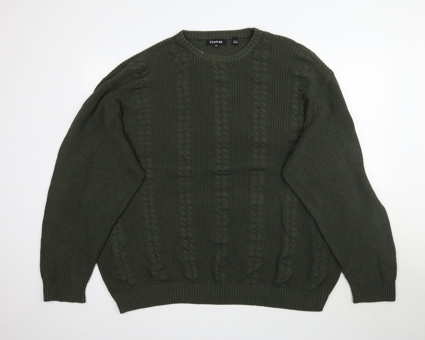 Firetrap Mens Green  Knit Pullover Jumper Size Big 5X