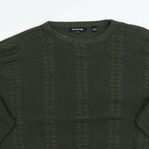 Firetrap Mens Green  Knit Pullover Jumper Size Big 5X