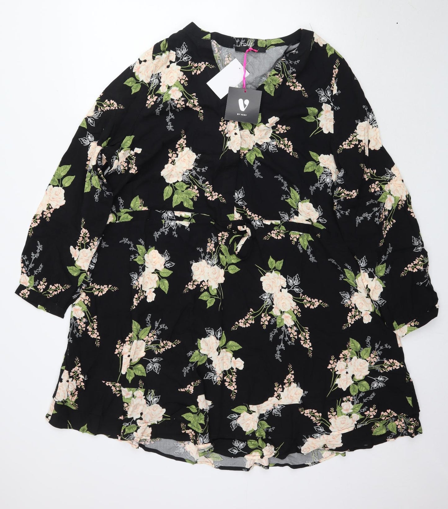 By Very Womens Black Floral  Fit & Flare  Size 20