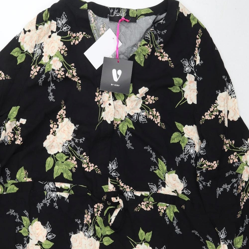 By Very Womens Black Floral  Fit & Flare  Size 20