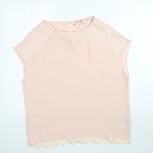 NEXT Womens Pink   Basic Blouse Size 12  - Lace detail