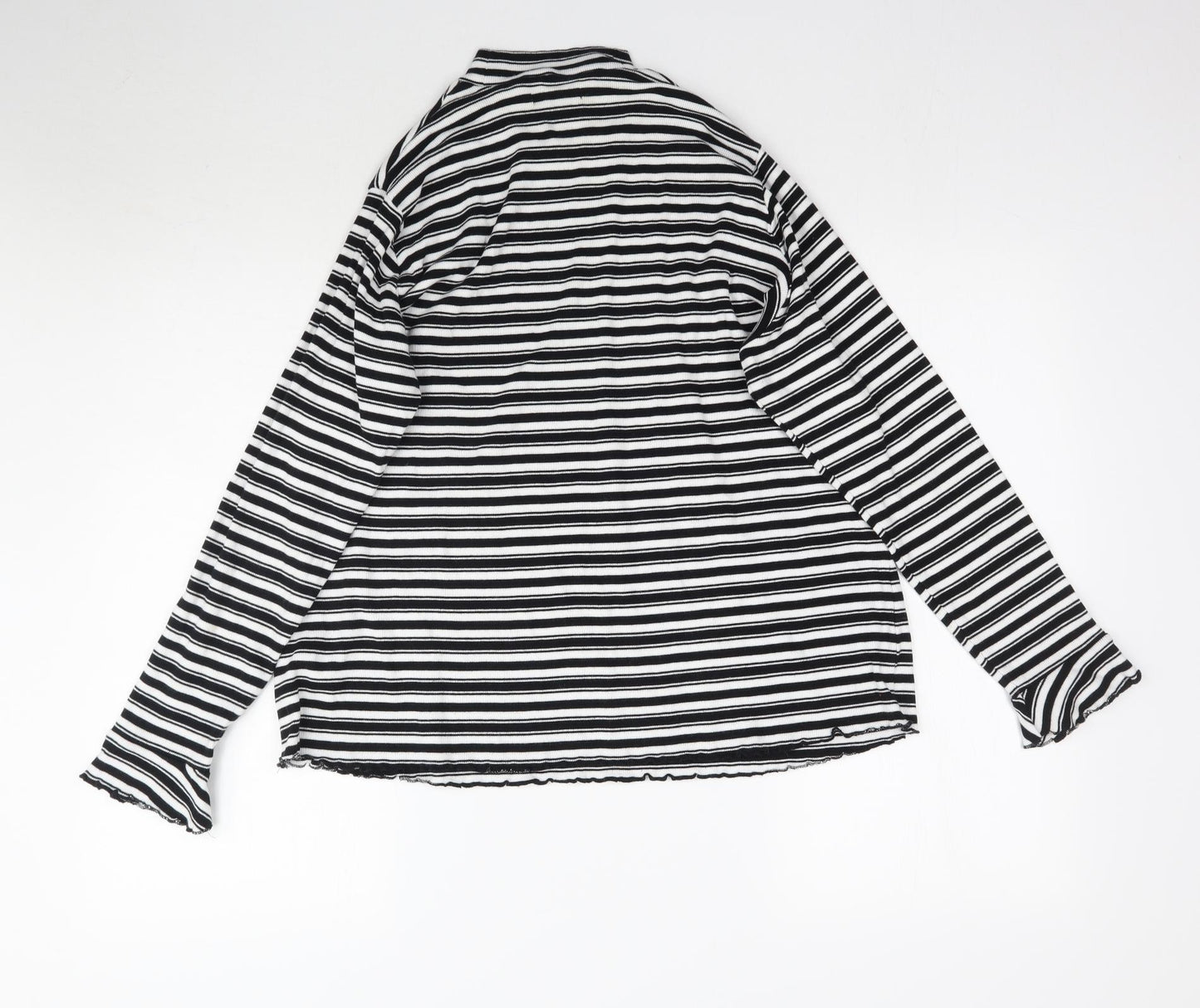 Marks and Spencer Womens Multicoloured Striped  Basic T-Shirt Size 24  - Lettuce hem