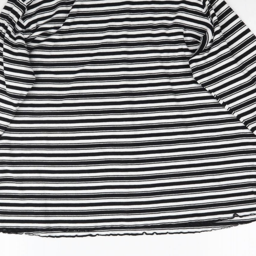 Marks and Spencer Womens Multicoloured Striped  Basic T-Shirt Size 24  - Lettuce hem