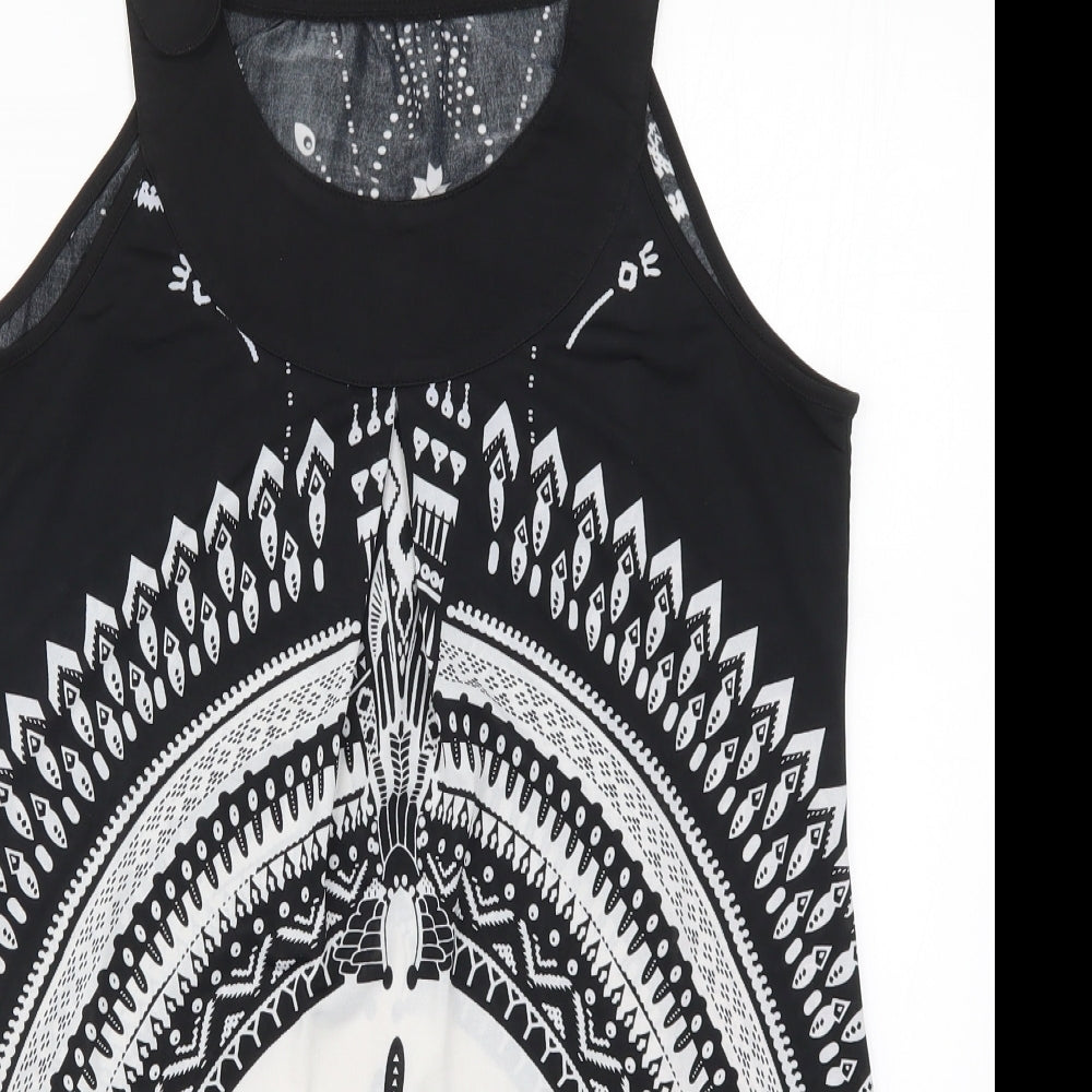 Pussycat London Womens Black Geometric  Basic Tank Size L