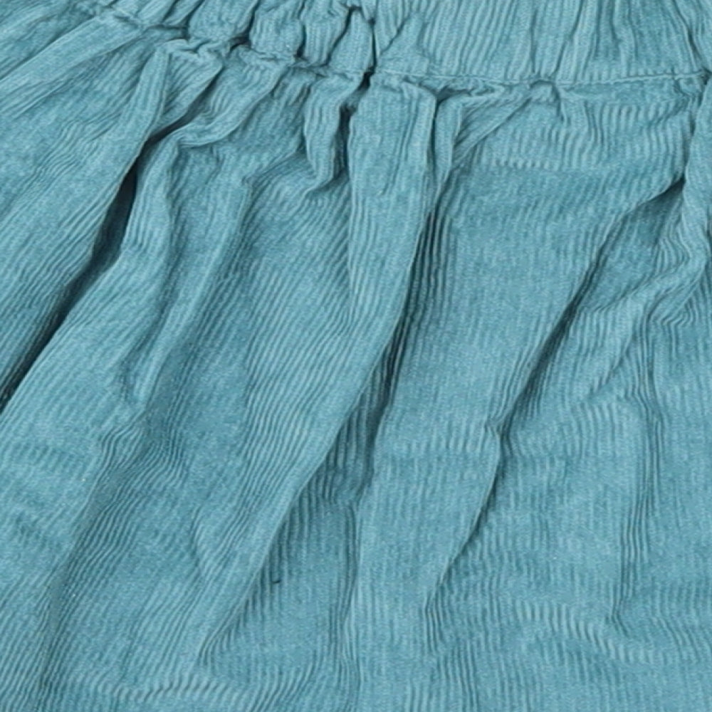TU Girls Blue Floral Corduroy Skater Skirt Size 4-5 Years