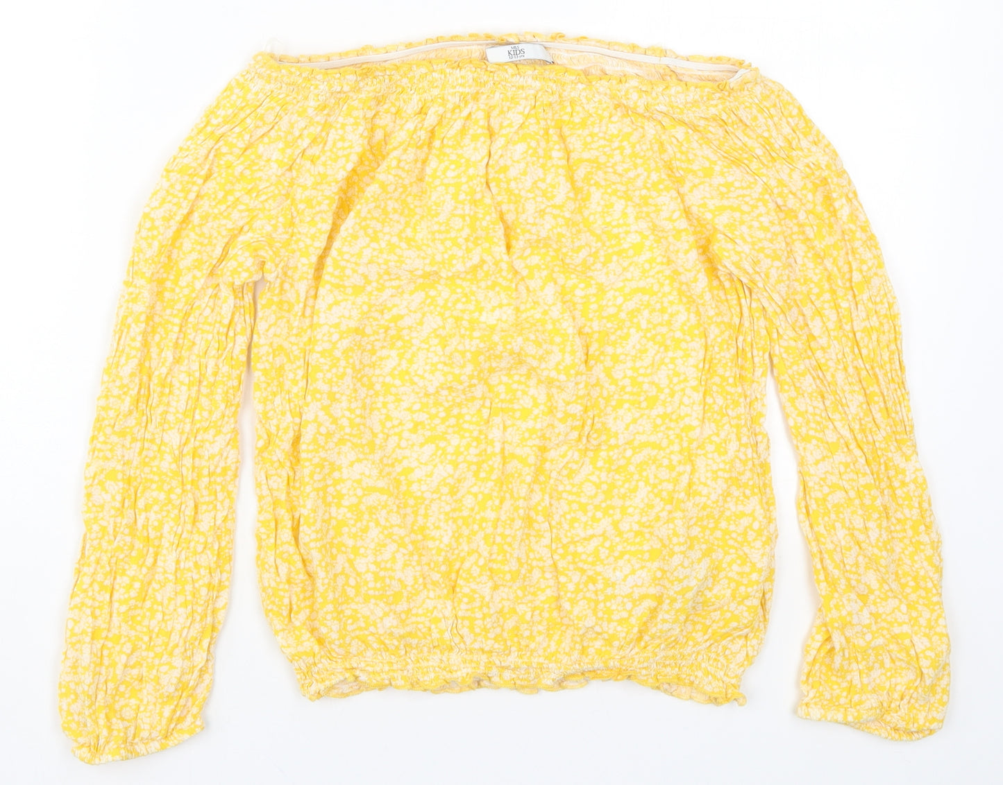 Marks and Spencer Girls Yellow Floral  Basic Blouse Size 12-13 Years