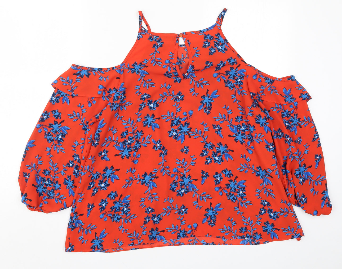 Papaya Womens Red Floral  Basic Blouse Size 16