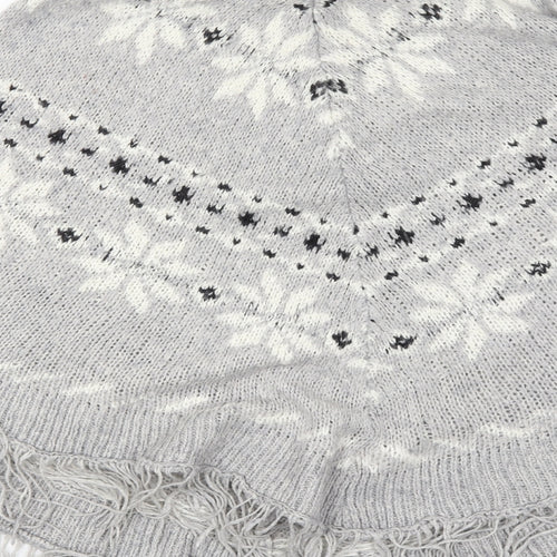 NEXT Womens Grey Fair Isle Knit Jacket Poncho Size L