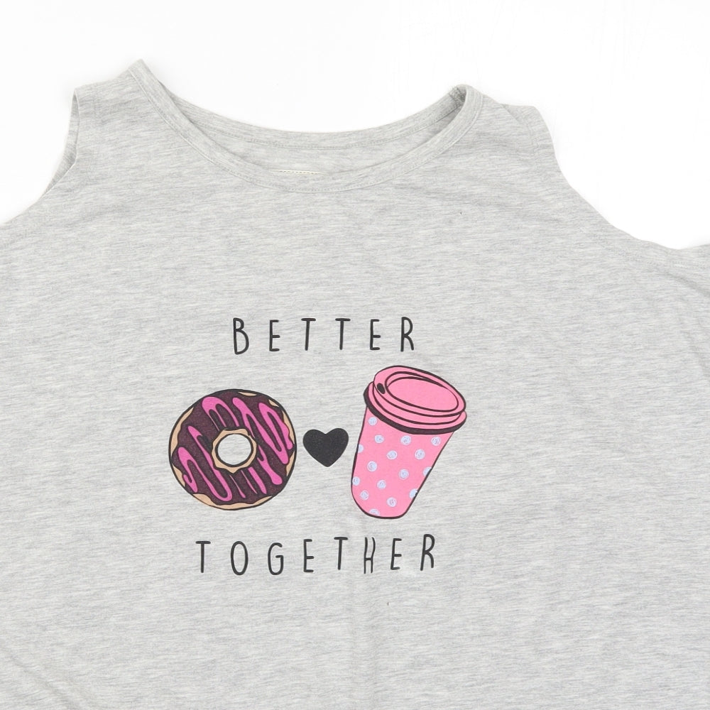 Matalan Womens Grey Solid  Top Pyjama Top Size L  - Better Together