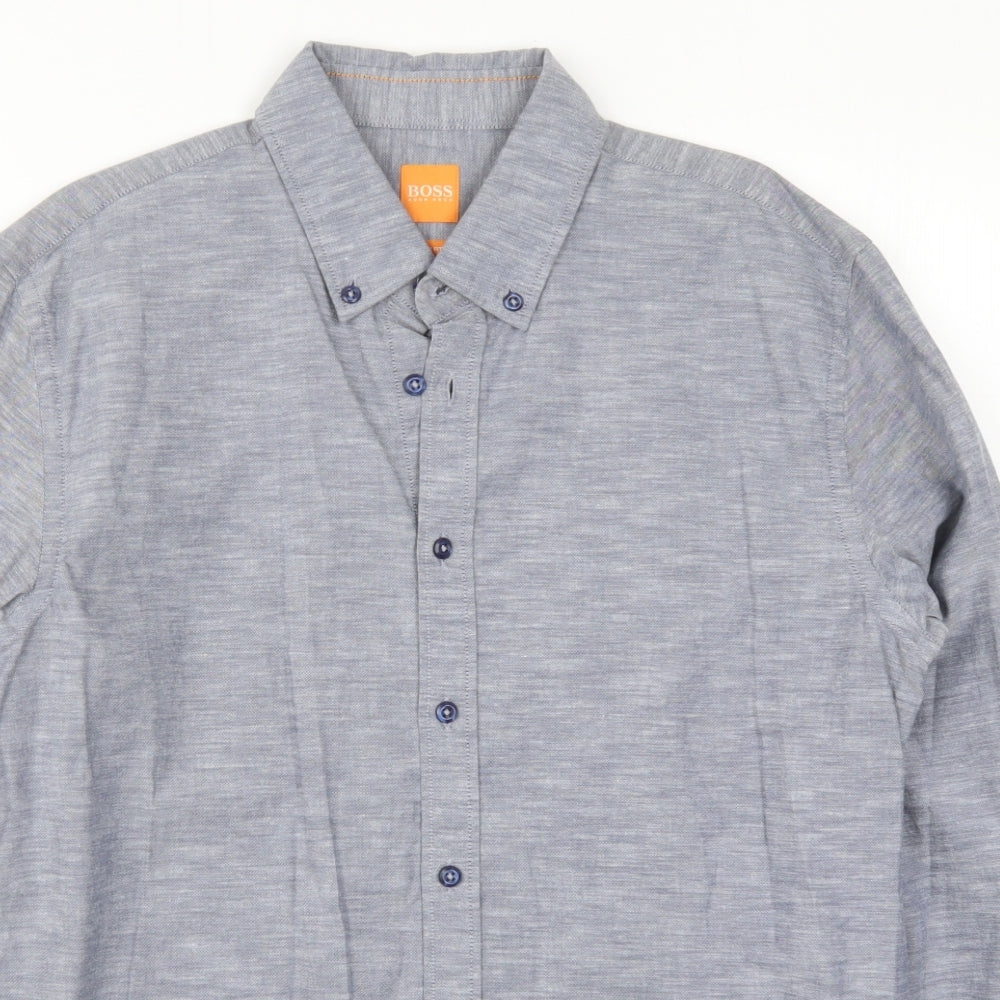 HUGO BOSS Mens Blue    Button-Up Size L