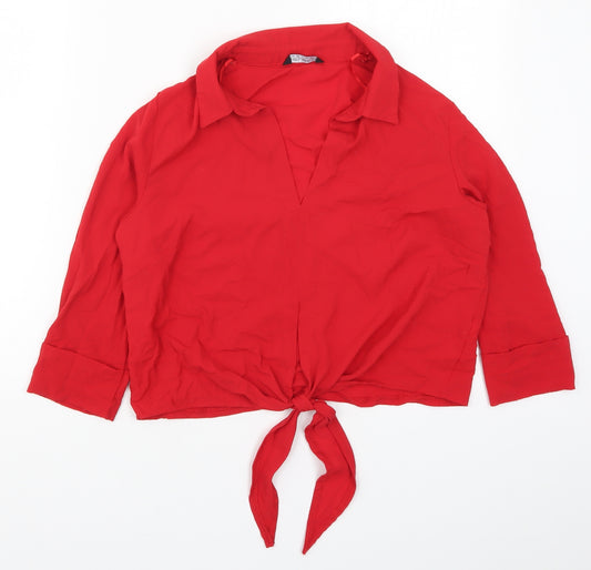 Front view of Select women’s red basic blouse, size UK 12