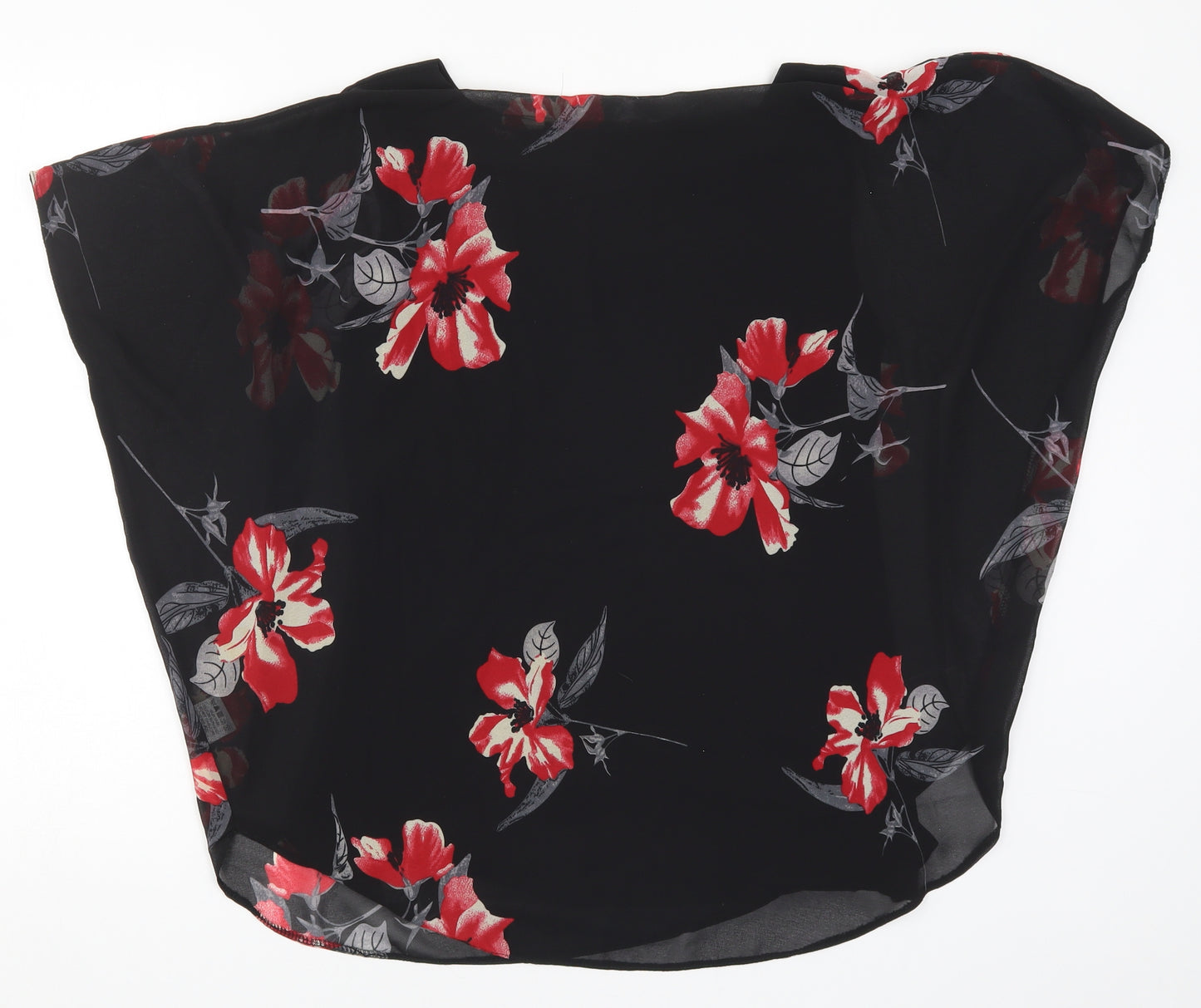Saloos Womens Black Floral  Basic Blouse Size 12  - Red Flowers