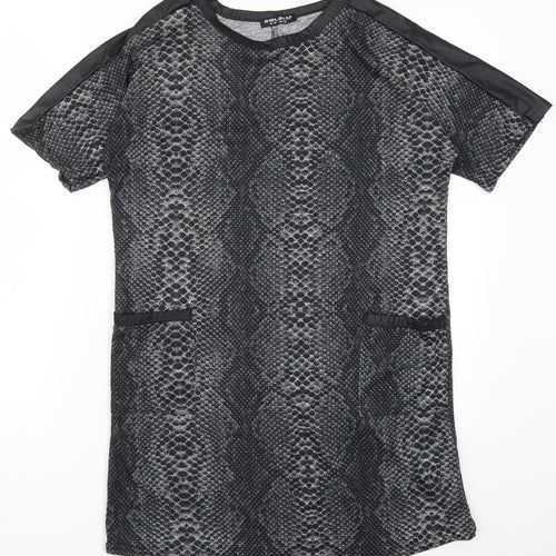 Select Womens Grey Animal Print  T-Shirt Dress  Size 10