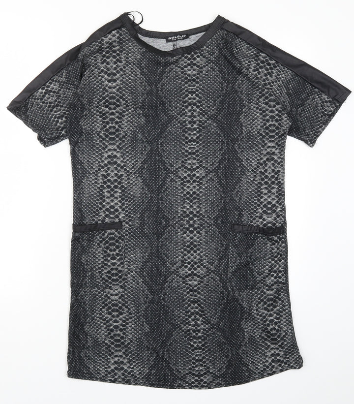 Select Womens Grey Animal Print  T-Shirt Dress  Size 10
