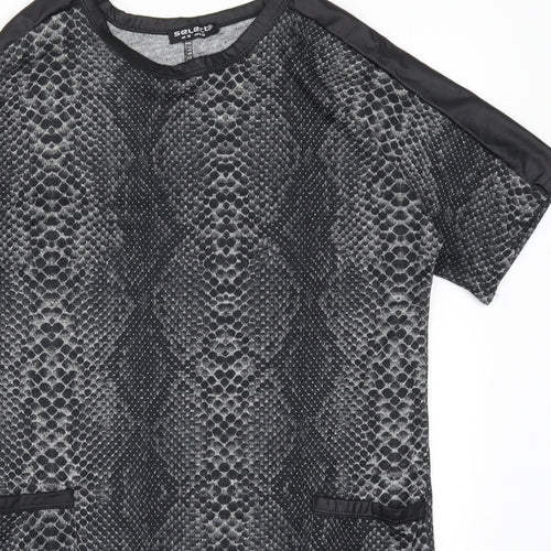 Select Womens Grey Animal Print  T-Shirt Dress  Size 10