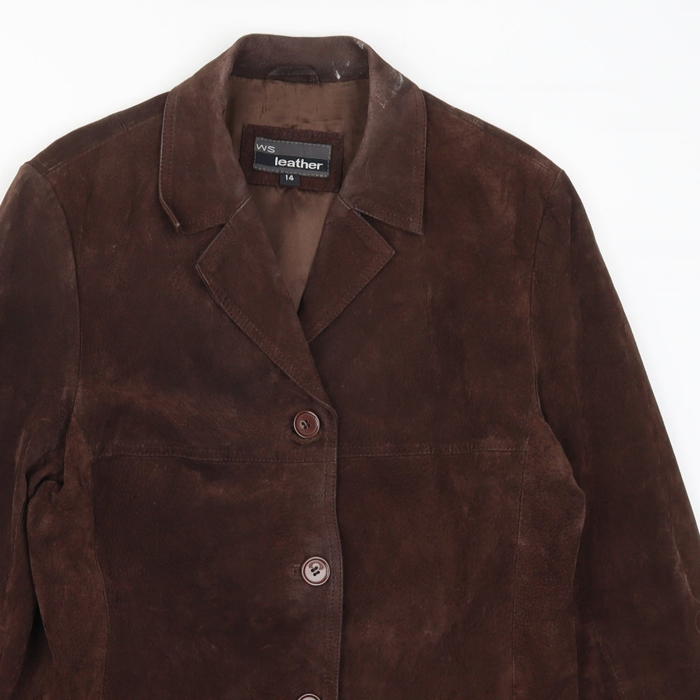 WS Leather Womens Brown   Jacket  Size 14