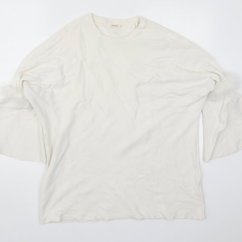 Mocci Womens White  Knit Pullover Jumper Size S