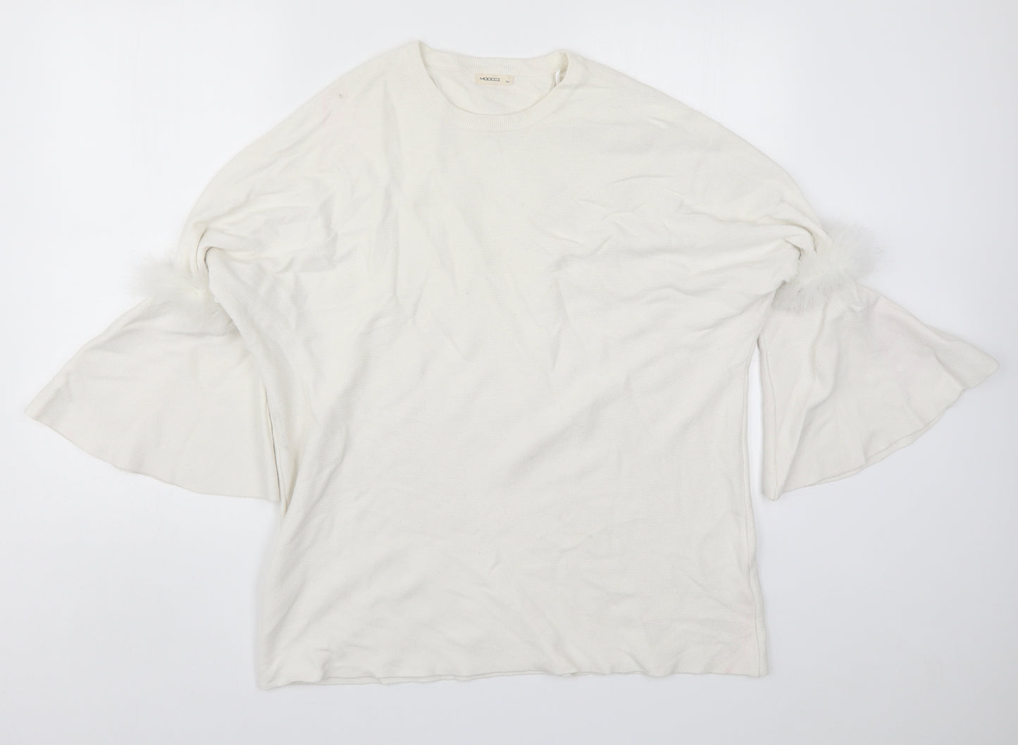 Mocci Womens White  Knit Pullover Jumper Size S