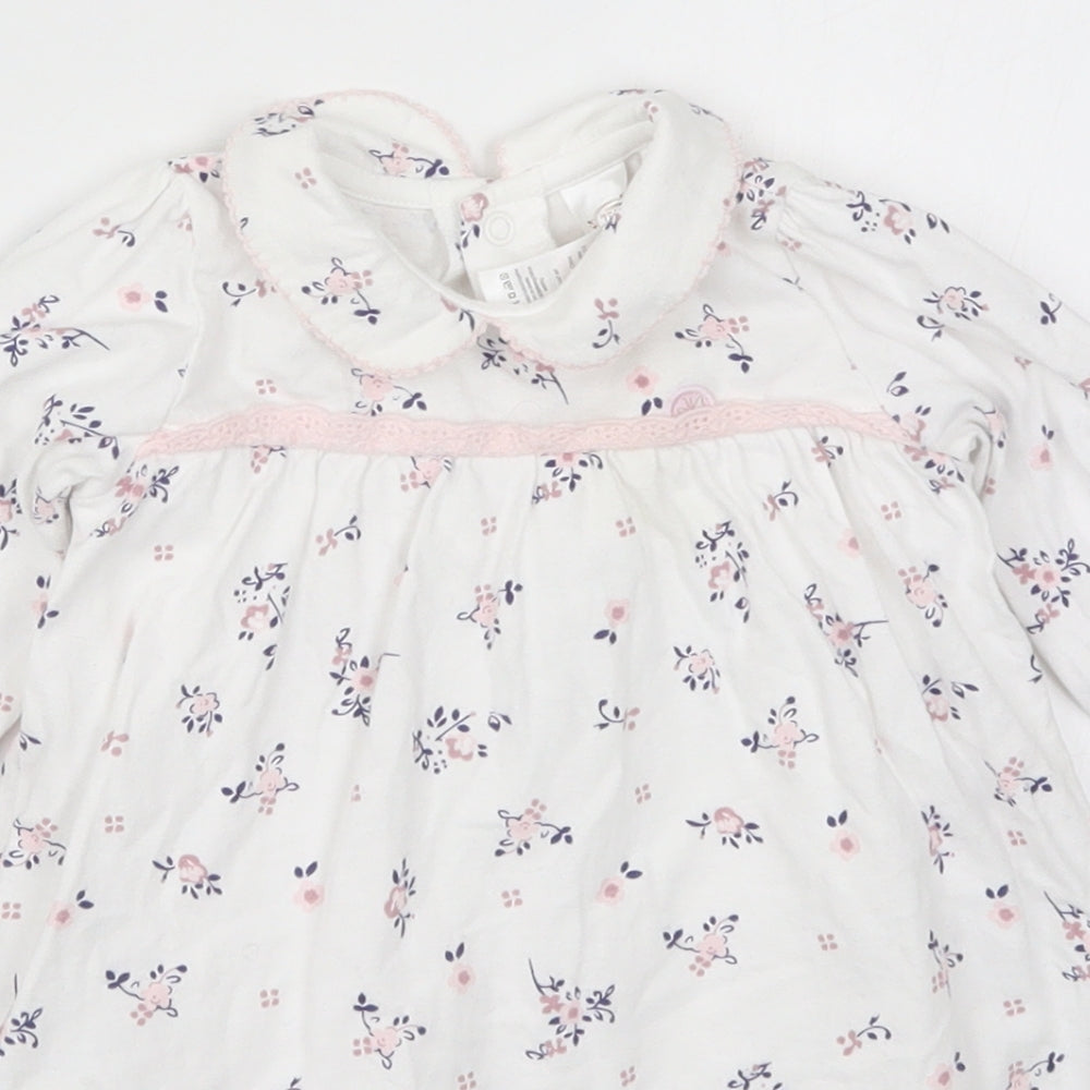 TU Girls White Floral  A-Line  Size 12-18 Months  - Rabbits