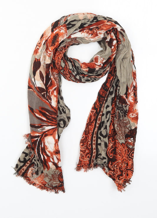 Front view of Preworn women’s orange geometric scarf