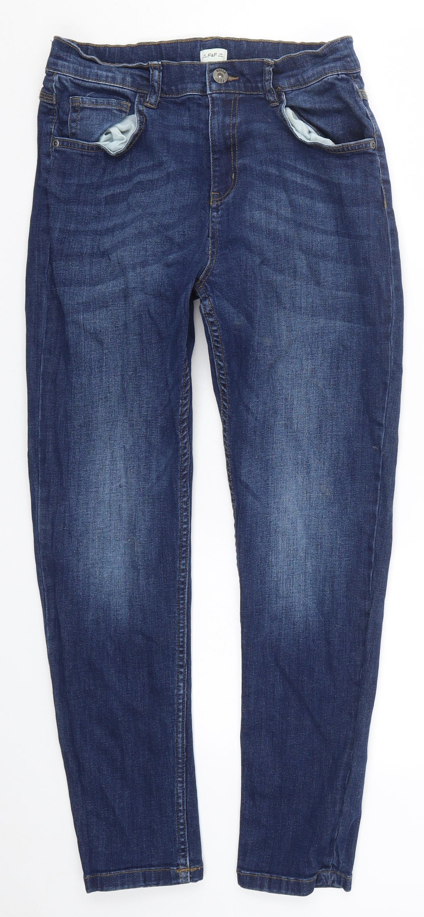 F&F Boys Blue  Denim Straight Jeans Size 13-14 Years