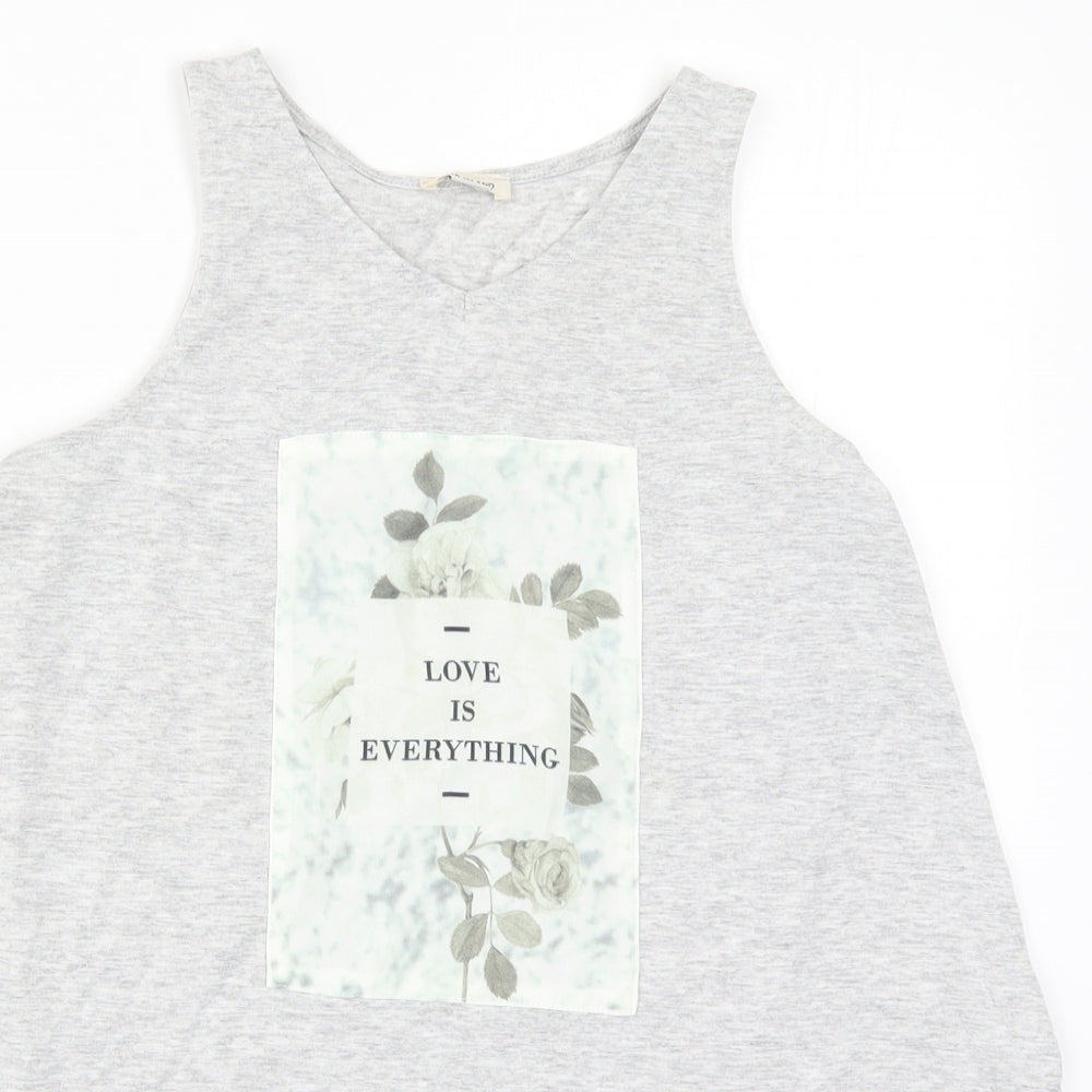River Island Girls Grey   Basic Tank Size 11-12 Years  - Love is Everything