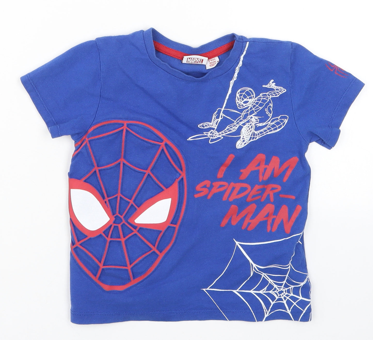 Primark Boys Blue   Basic T-Shirt Size 3-4 Years  - I Am Spiderman