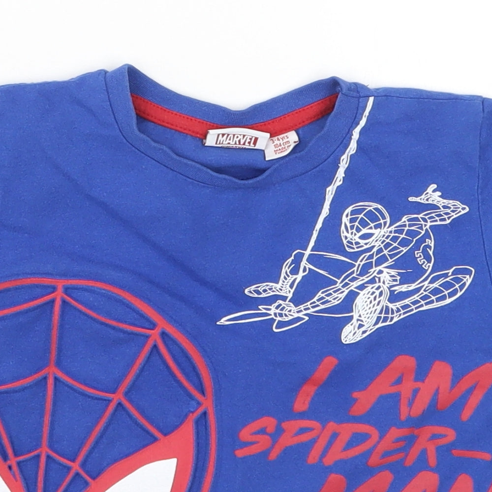 Primark Boys Blue   Basic T-Shirt Size 3-4 Years  - I Am Spiderman