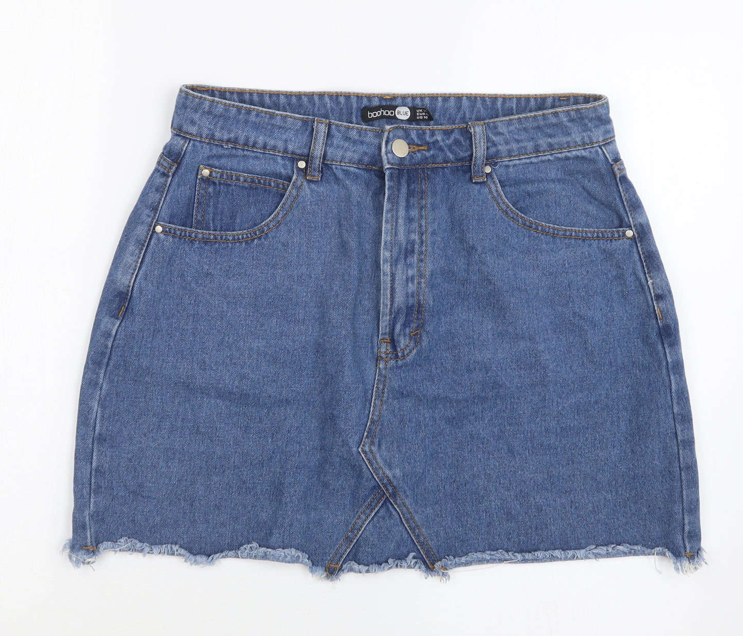 Boohoo Womens Blue  Denim Straight & Pencil Skirt Size 14