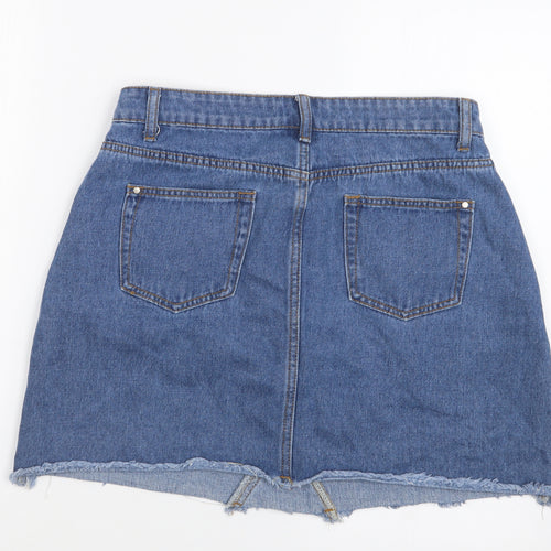 Boohoo Womens Blue  Denim Straight & Pencil Skirt Size 14