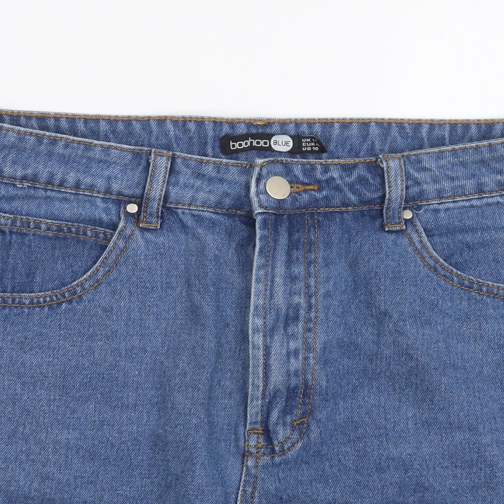 Boohoo Womens Blue  Denim Straight & Pencil Skirt Size 14