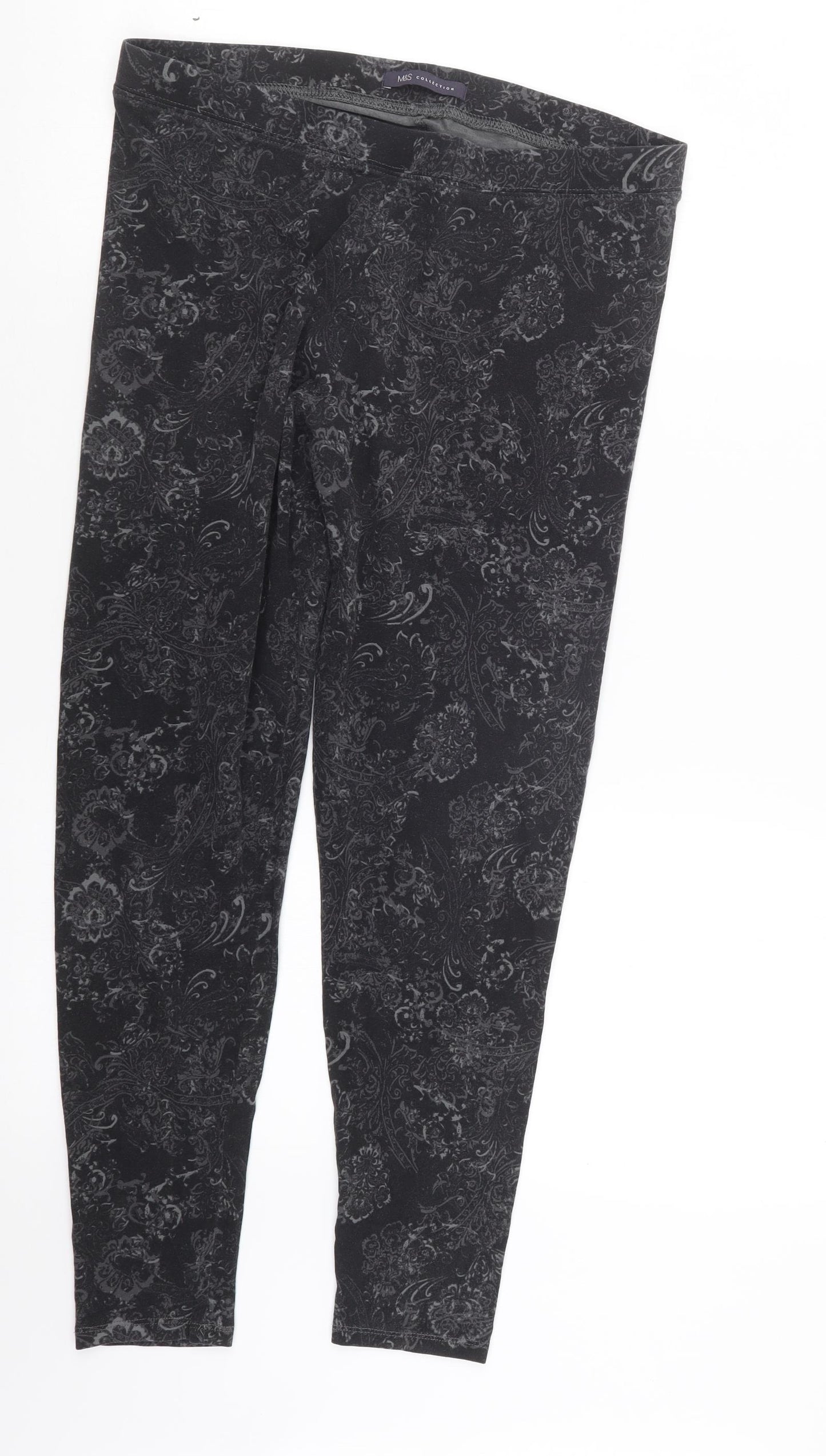 Marks and Spencer Womens Grey Geometric  Capri Leggings Size 30 in L24.5 in