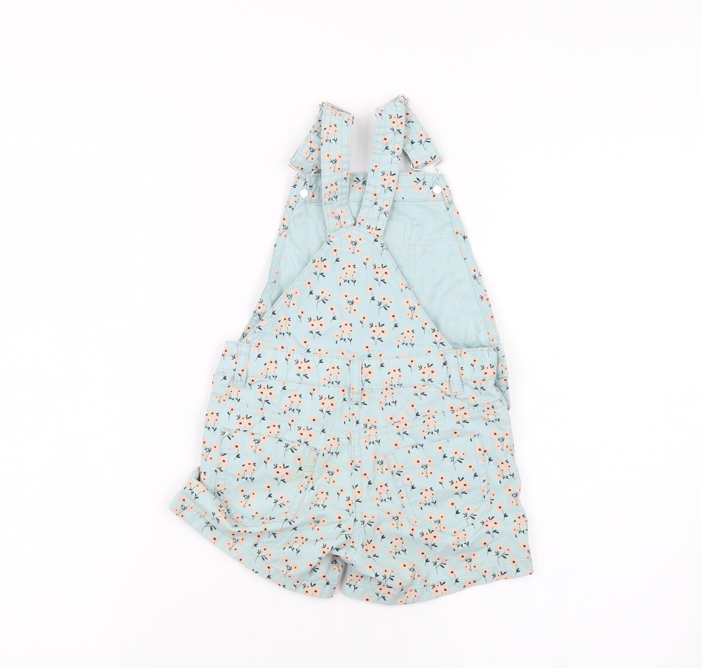 Denim Co. Girls Blue Floral  Dungaree One-Piece Size 4-5 Years