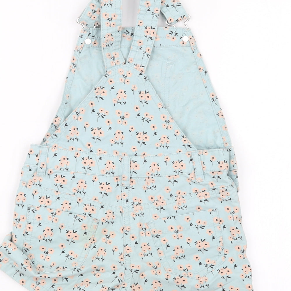 Denim Co. Girls Blue Floral  Dungaree One-Piece Size 4-5 Years
