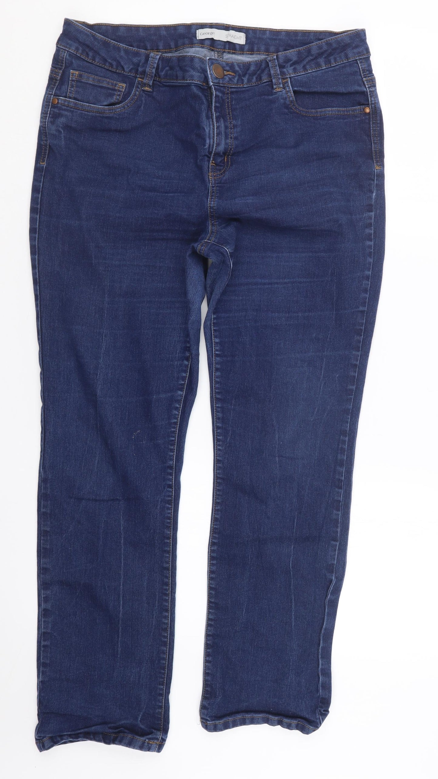 George Womens Blue  Denim Straight Jeans Size 18 L27 in