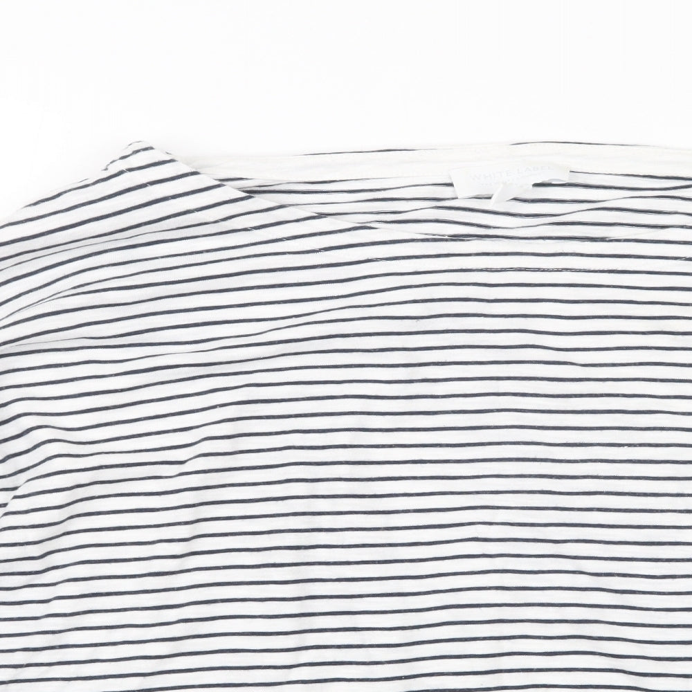 White Label Womens Blue Striped  Basic T-Shirt Size 16