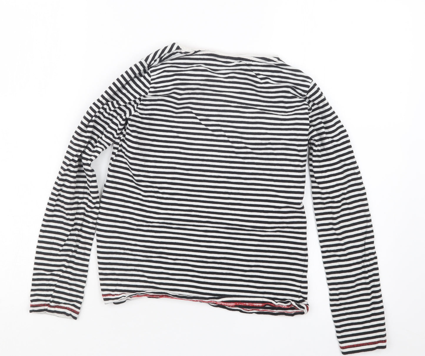 Matalan Girls Black Striped  Basic T-Shirt Size 11 Years