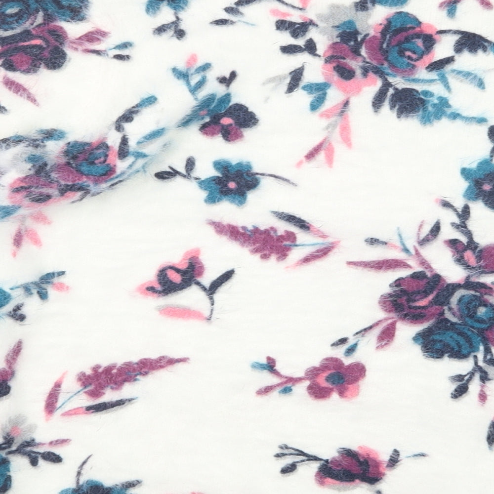 C&A Womens White Floral Knit Pullover Jumper Size L