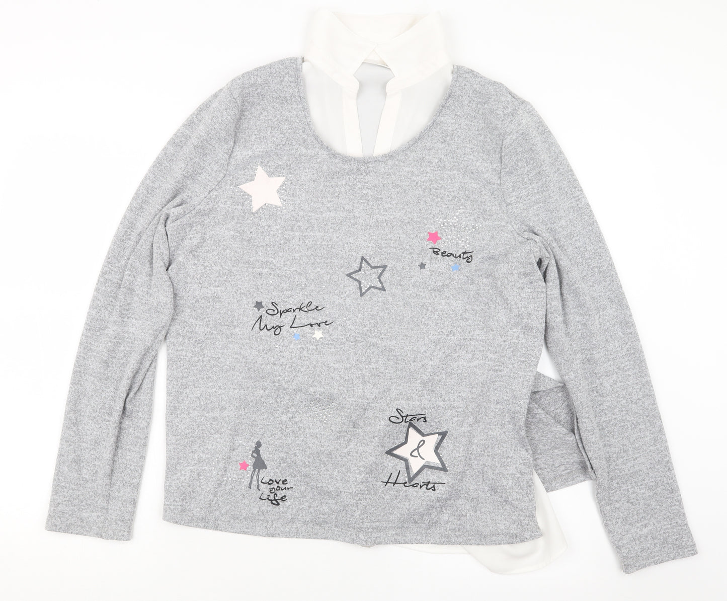 C&A Womens Grey  Knit Pullover Jumper Size 14