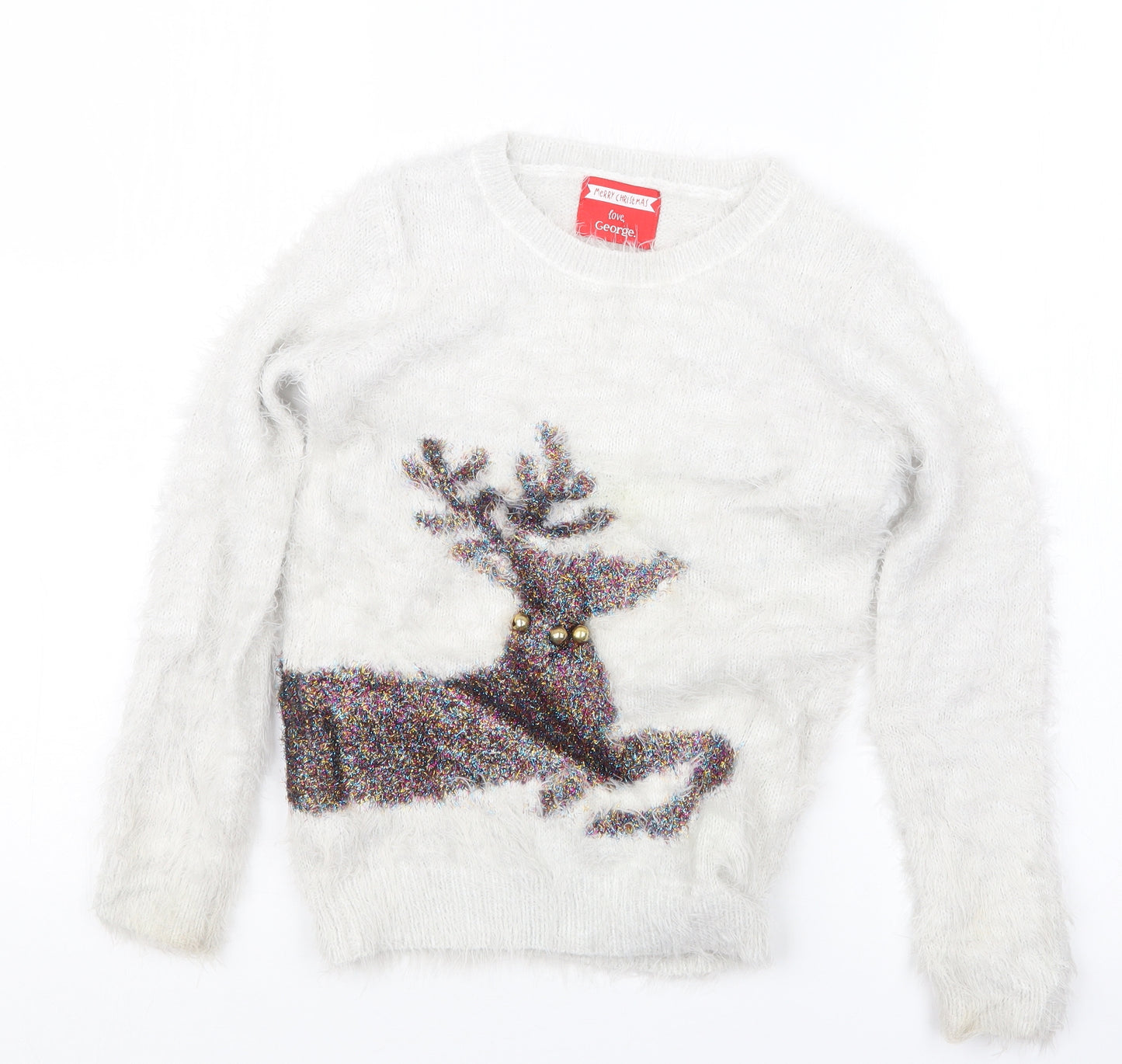George Girls Grey   Pullover Jumper Size 4-5 Years  - Christmas