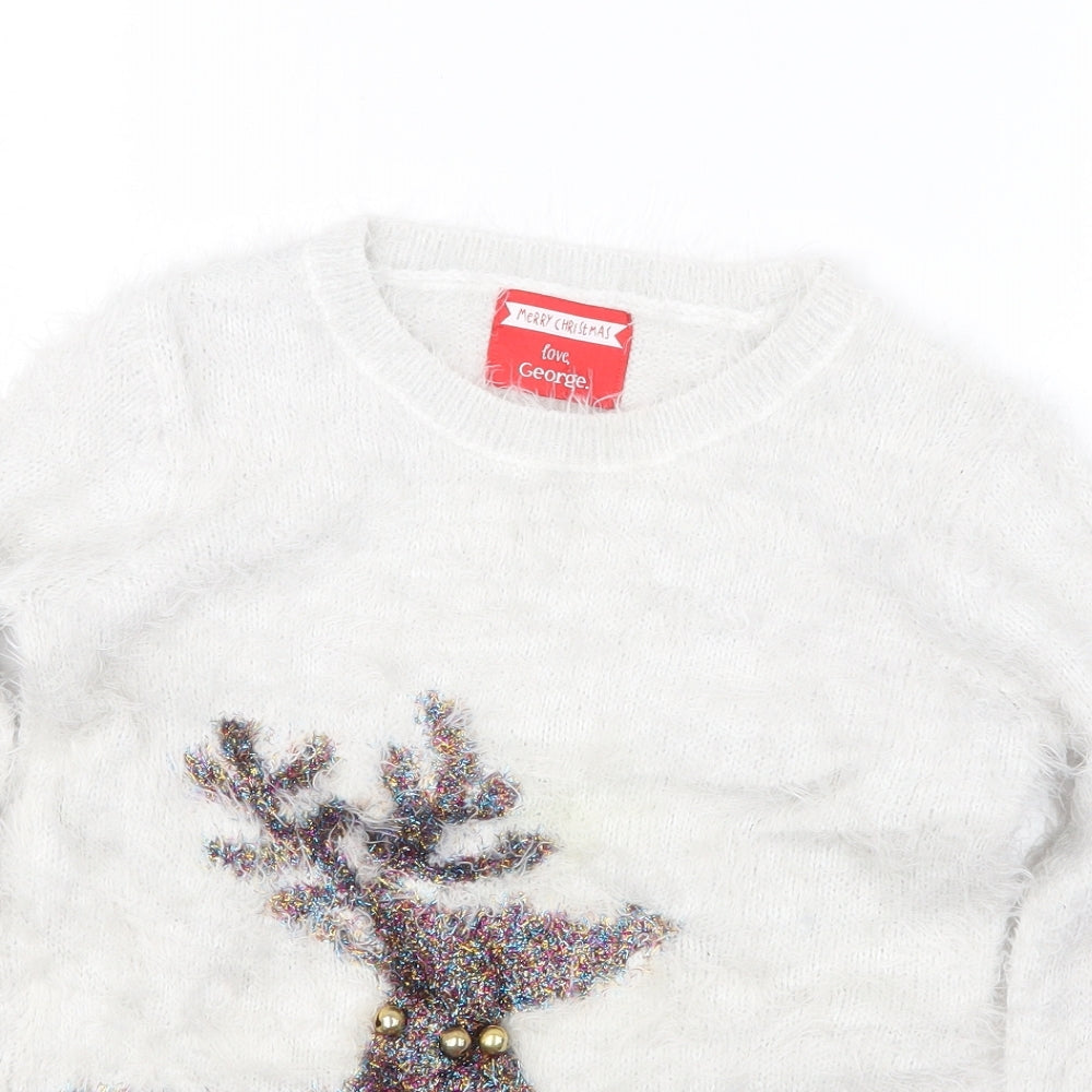 George Girls Grey   Pullover Jumper Size 4-5 Years  - Christmas